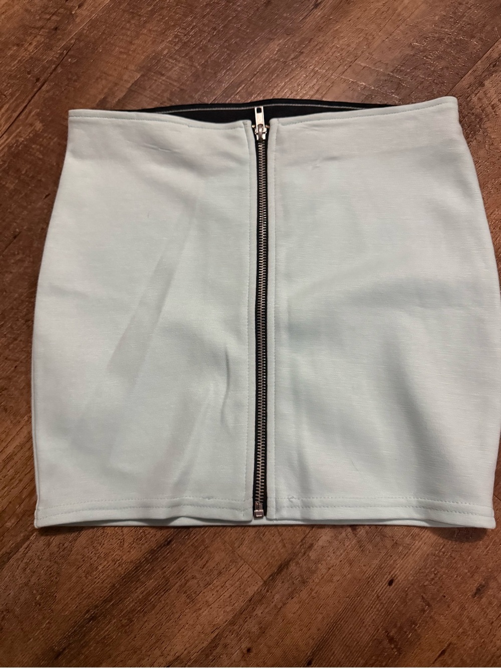 H&M light blue Front-Zip Mini Skirt